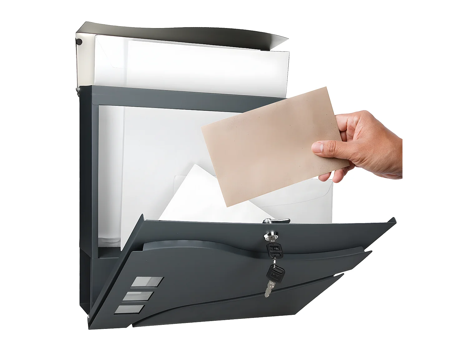 Boîte aux lettres murale porte-journaux postale 2 clés inclus acier ECD Germany