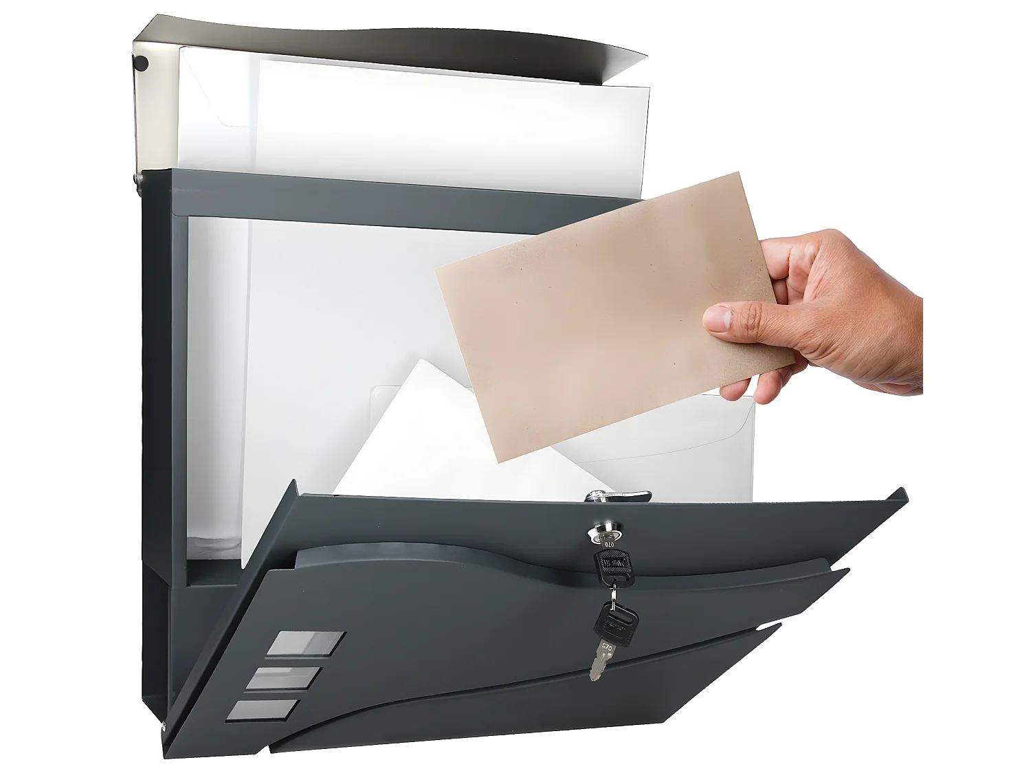 Boîte aux lettres murale porte-journaux postale 2 clés inclus acier ECD Germany