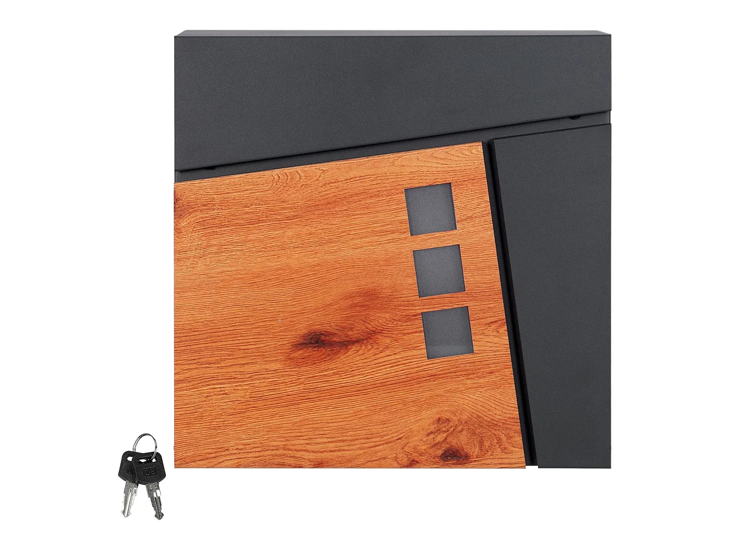 Boîte aux lettres murale moderne en acier anthracite aspect bois ML-DESIGN