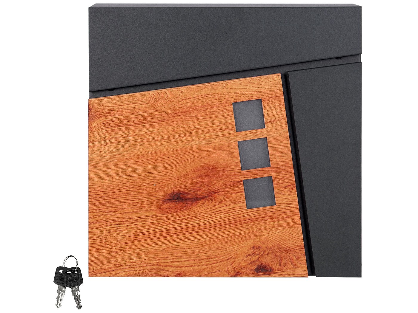 Cassetta Postale Moderna Da Esterno In Acciaio - Design Legno, Con Scomparto Giornali E 2 Chiavi