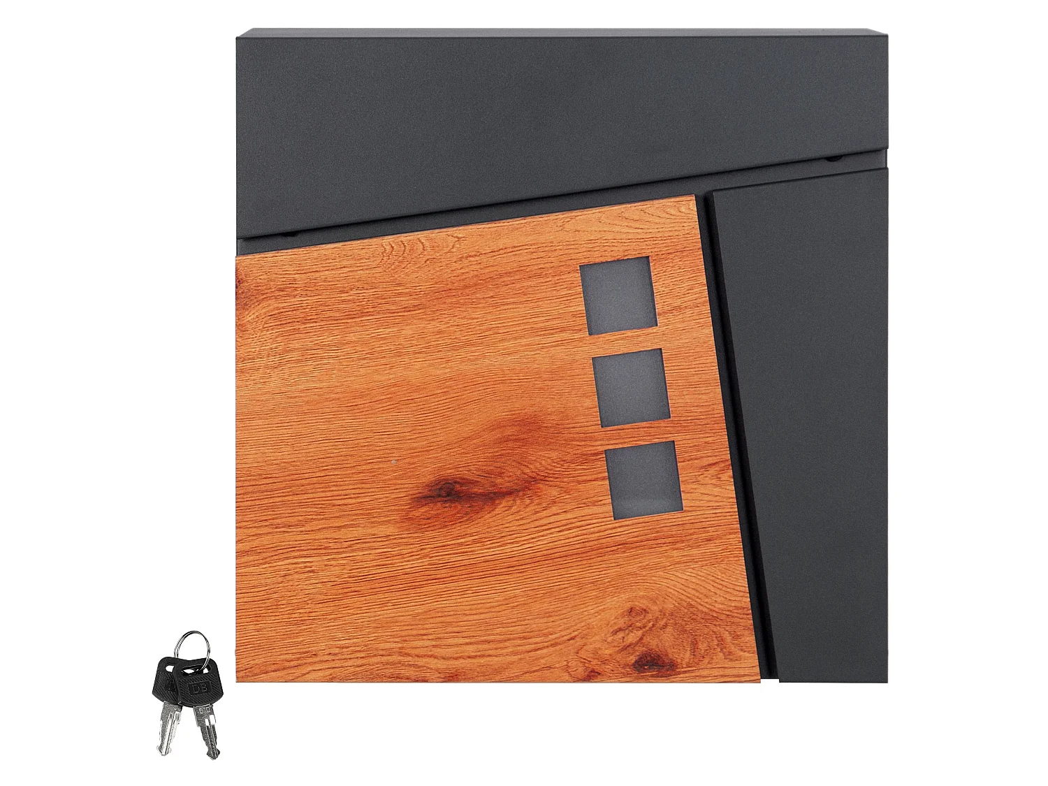 Buzón de pared moderno acero antracita aspecto madera ML-DESIGN