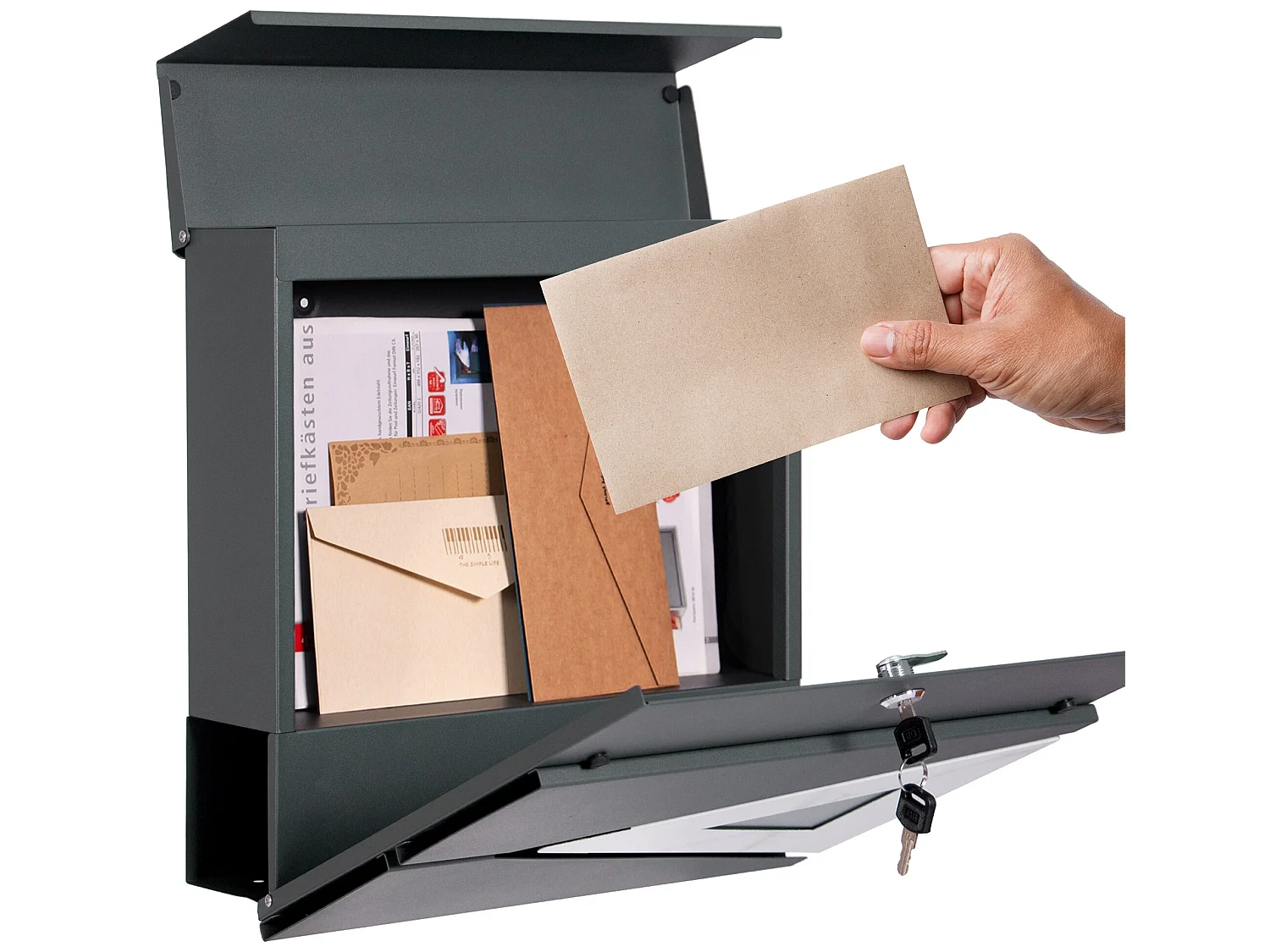 Boîte aux lettres en acier anthracit optique marbre murale moderne ML-DESIGN