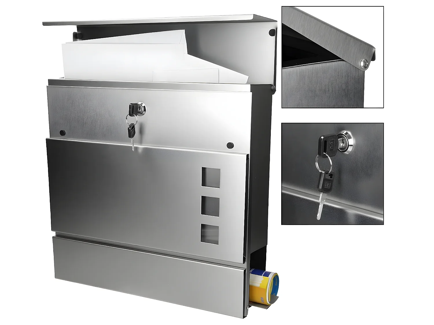 Boîte aux lettres murale avec porte-journaux 3 fenêtres ECD Germany