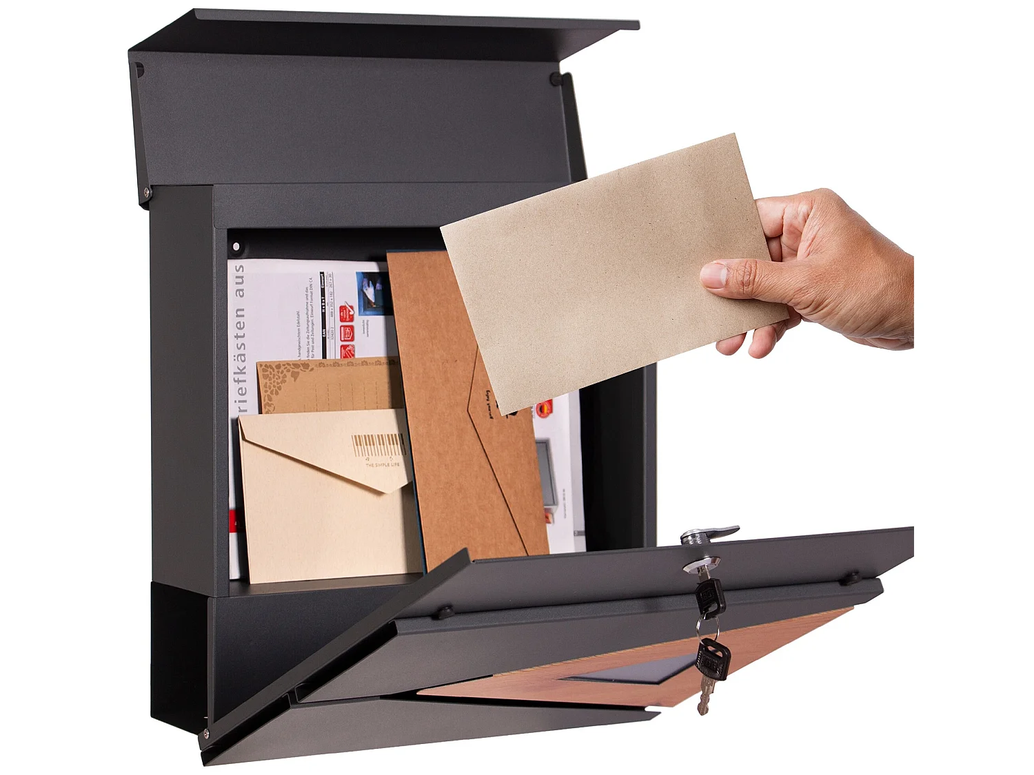 Cassetta postale in acciaio rovere antracite ottica moderna da parete ML-DESIGN