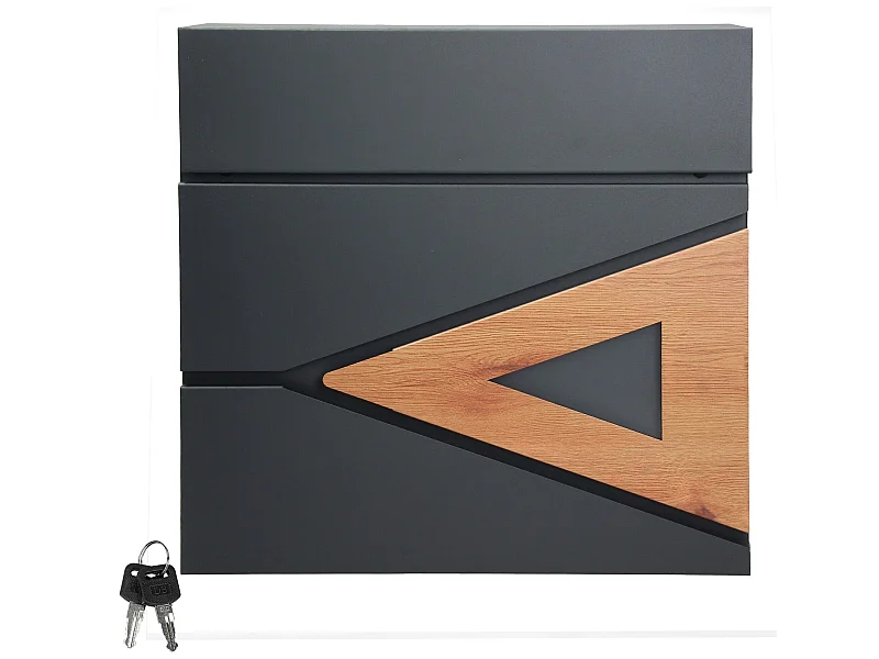 Boîte aux lettres en acier anthracite optique chêne murale moderne ML-DESIGN