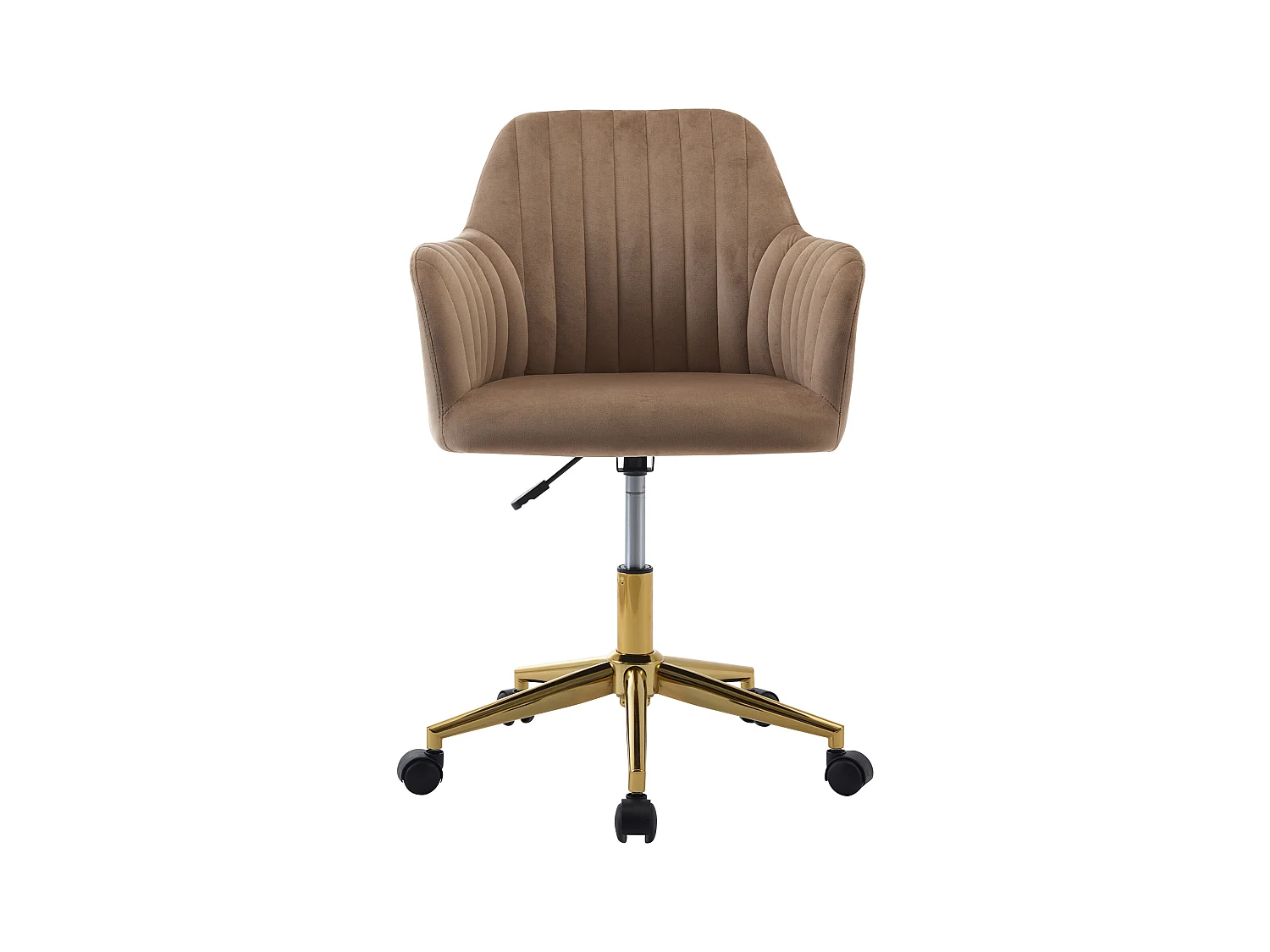 Krzesło biurowe - Welur - Beżowy i złoty - Regulowana wysokość - ELEANA