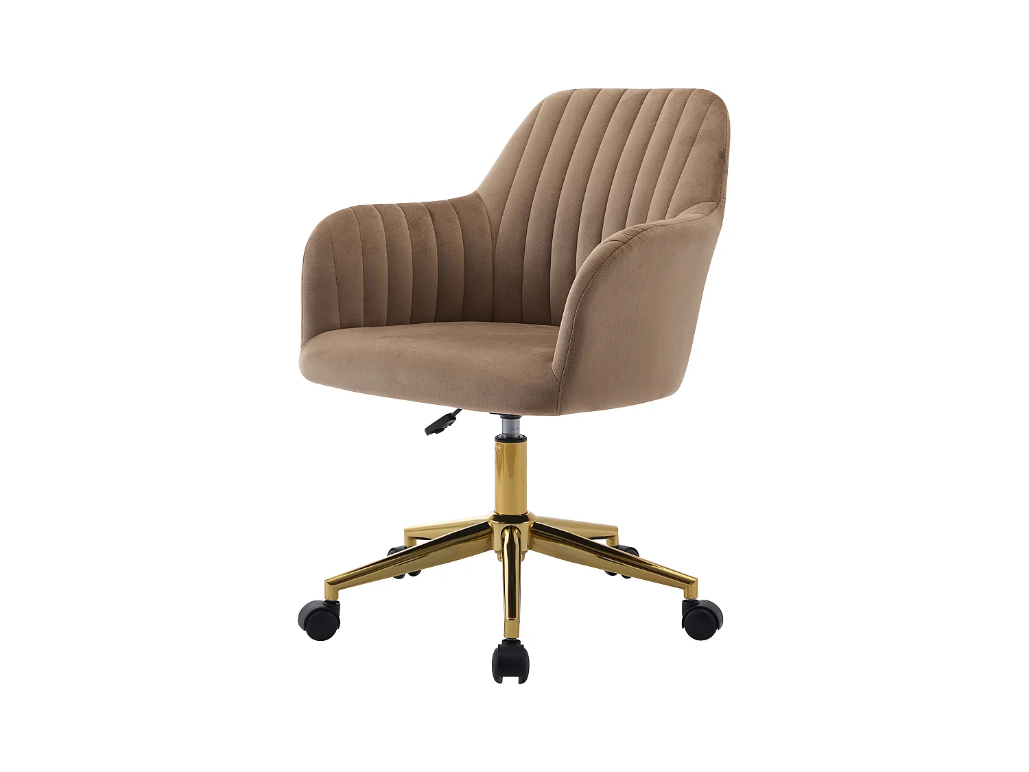 Krzesło biurowe - Welur - Beżowy i złoty - Regulowana wysokość - ELEANA