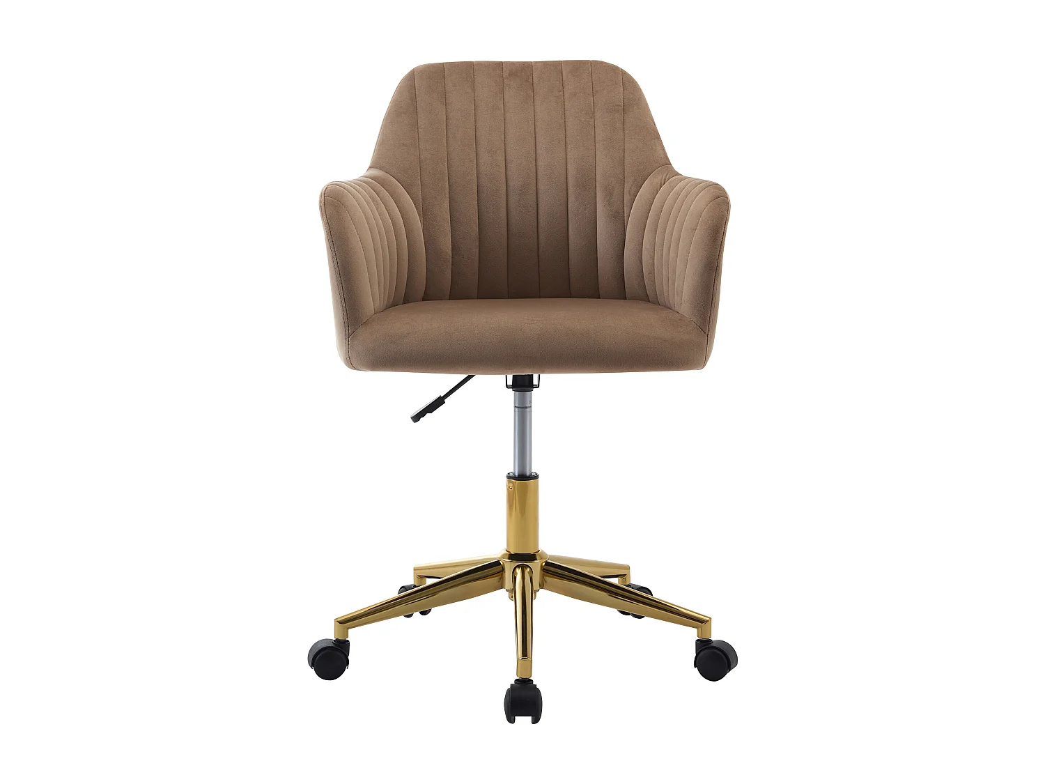 Chaise de bureau - Velours - Beige et doré - Hauteur réglable - ELEANA