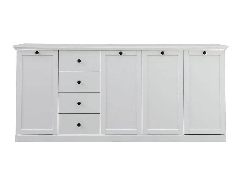 Buffet, meuble de rangement avec 4 portes et  4 tiroirs coloris blanc mat