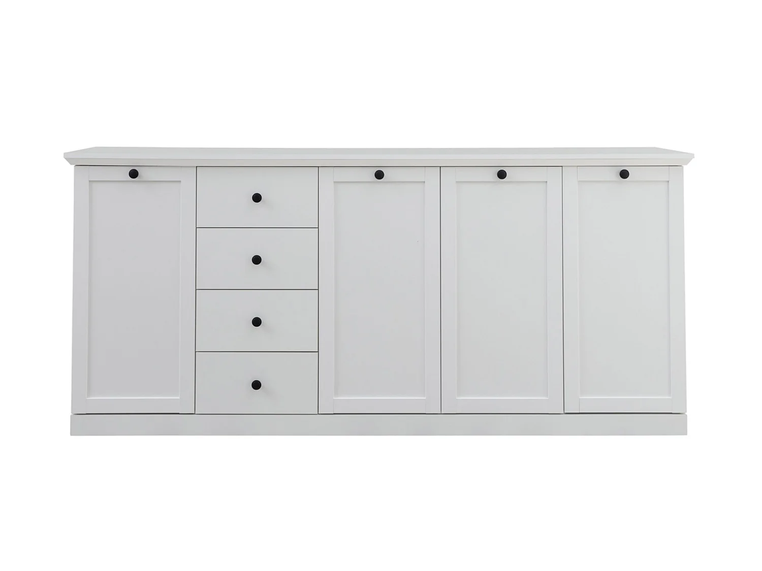 Buffet, meuble de rangement avec 4 portes et  4 tiroirs coloris blanc mat