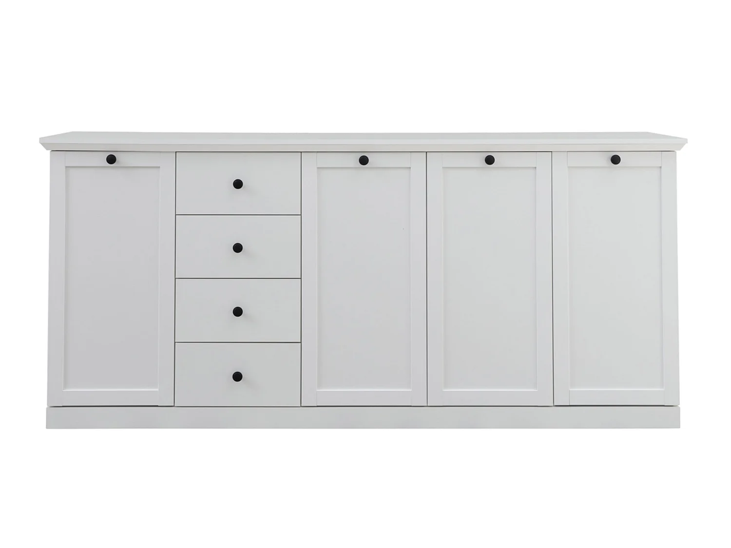 Buffet, meuble de rangement avec 4 portes et  4 tiroirs coloris blanc mat