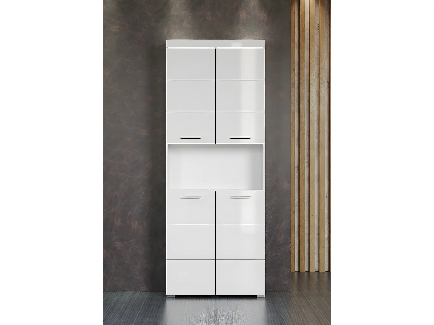 Colonne de salle de bain avec 2 portes coloris  blanc brillant, blanc mat