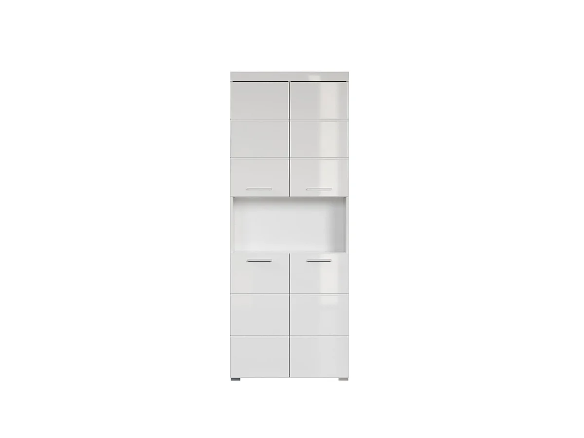 Colonne de salle de bain avec 2 portes coloris  blanc brillant, blanc mat