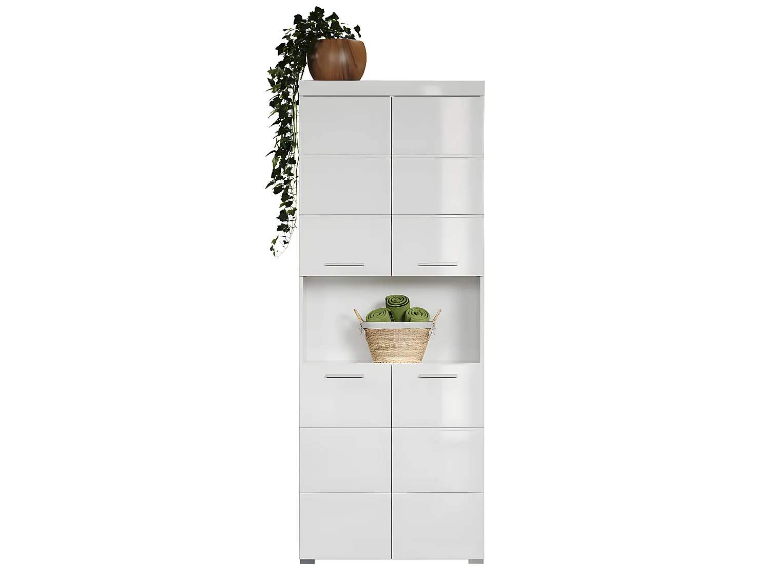 Colonne de salle de bain avec 2 portes coloris  blanc brillant, blanc mat