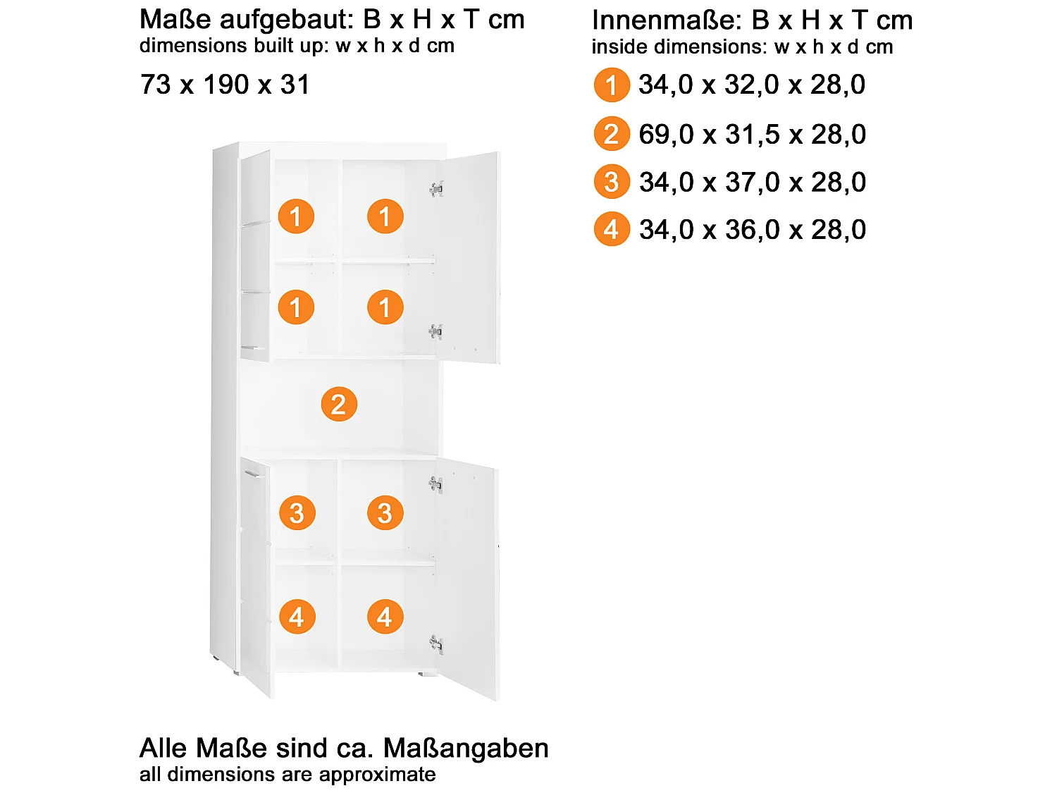 Colonne de salle de bain avec 2 portes coloris  blanc brillant, blanc mat