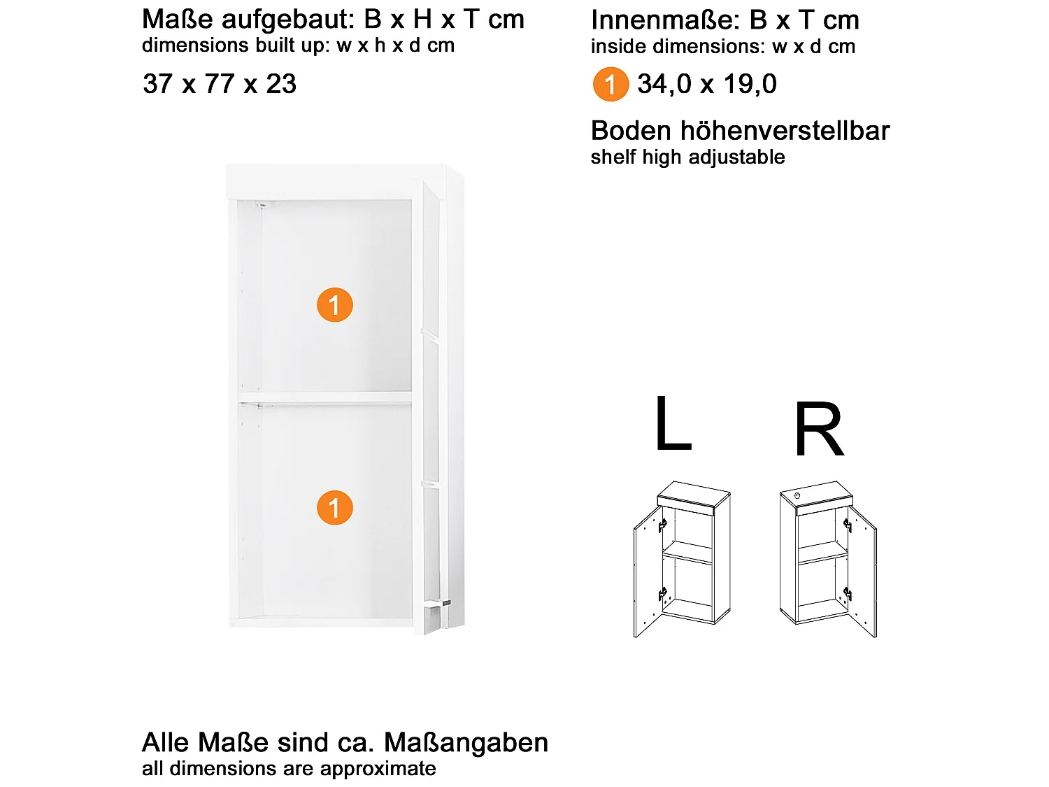 Armoire murale, meuble haut de salle de bain coloris blanc mat et blanc brillant