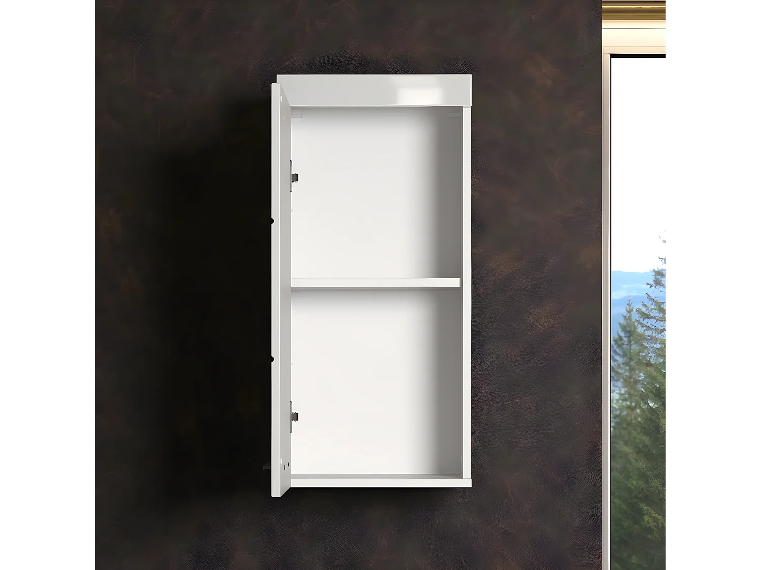 Armoire murale, meuble haut de salle de bain coloris blanc mat et blanc brillant