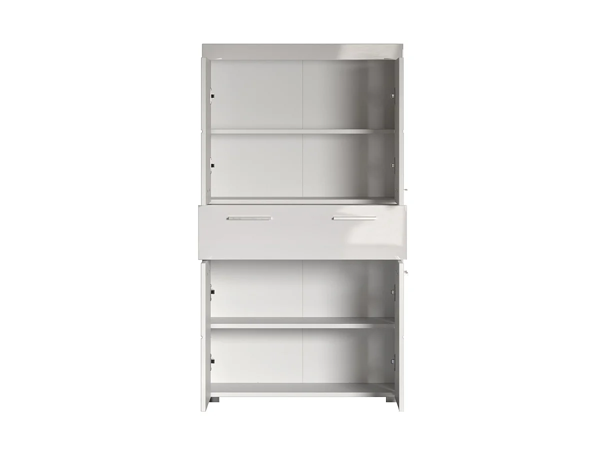 Commode de rangement avec 4 portes de salle de bain coloris blanc brillant, blanc mat