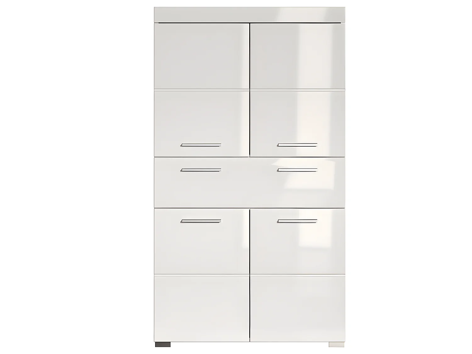 Commode de rangement avec 4 portes de salle de bain coloris blanc brillant, blanc mat