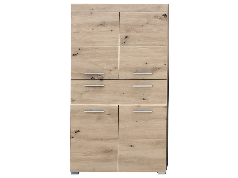 Commode de rangement avec 4 portes de salle de bain - L. 73  x H. 132  x P.  31 cm