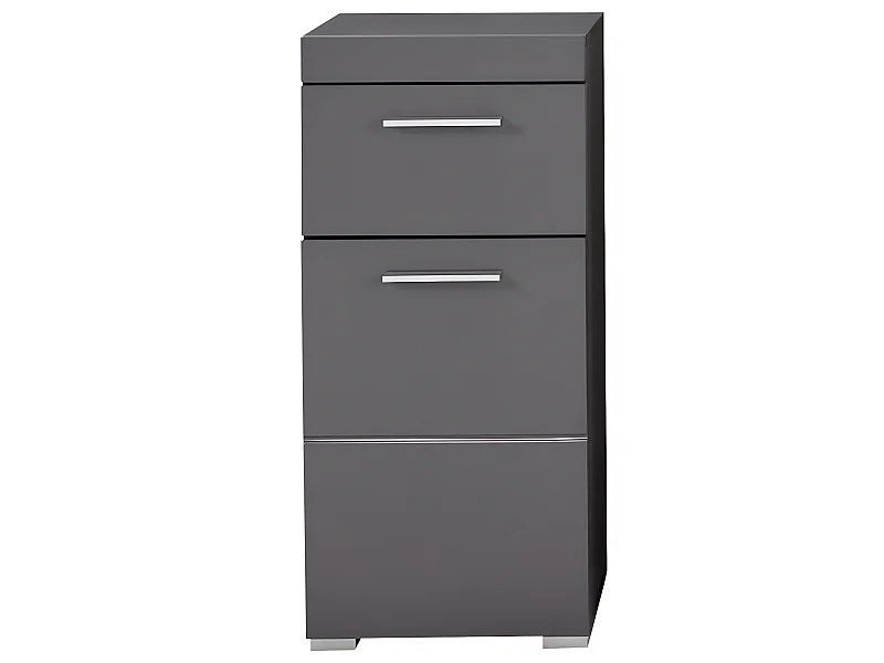 Meuble bas de salle de bain coloris gris anthracite mat,  gris anthracite brillant