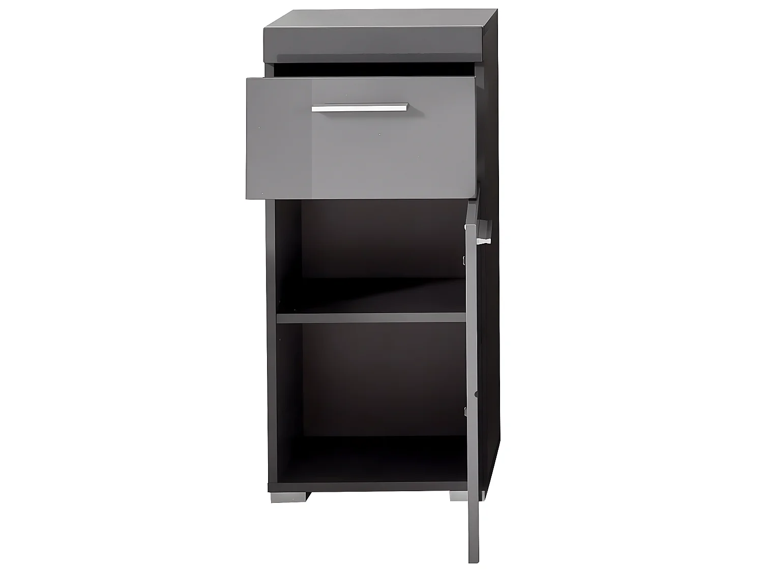 Meuble bas de salle de bain coloris gris anthracite mat,  gris anthracite brillant