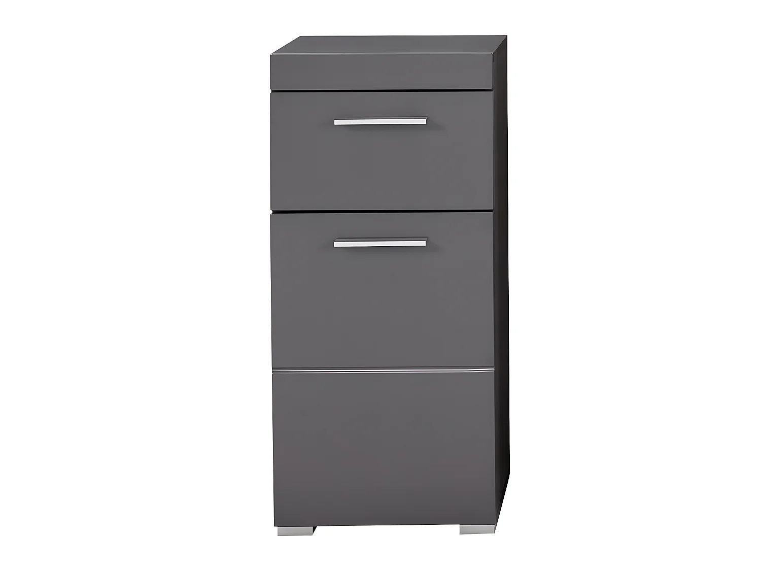 Meuble bas de salle de bain coloris gris anthracite mat,  gris anthracite brillant