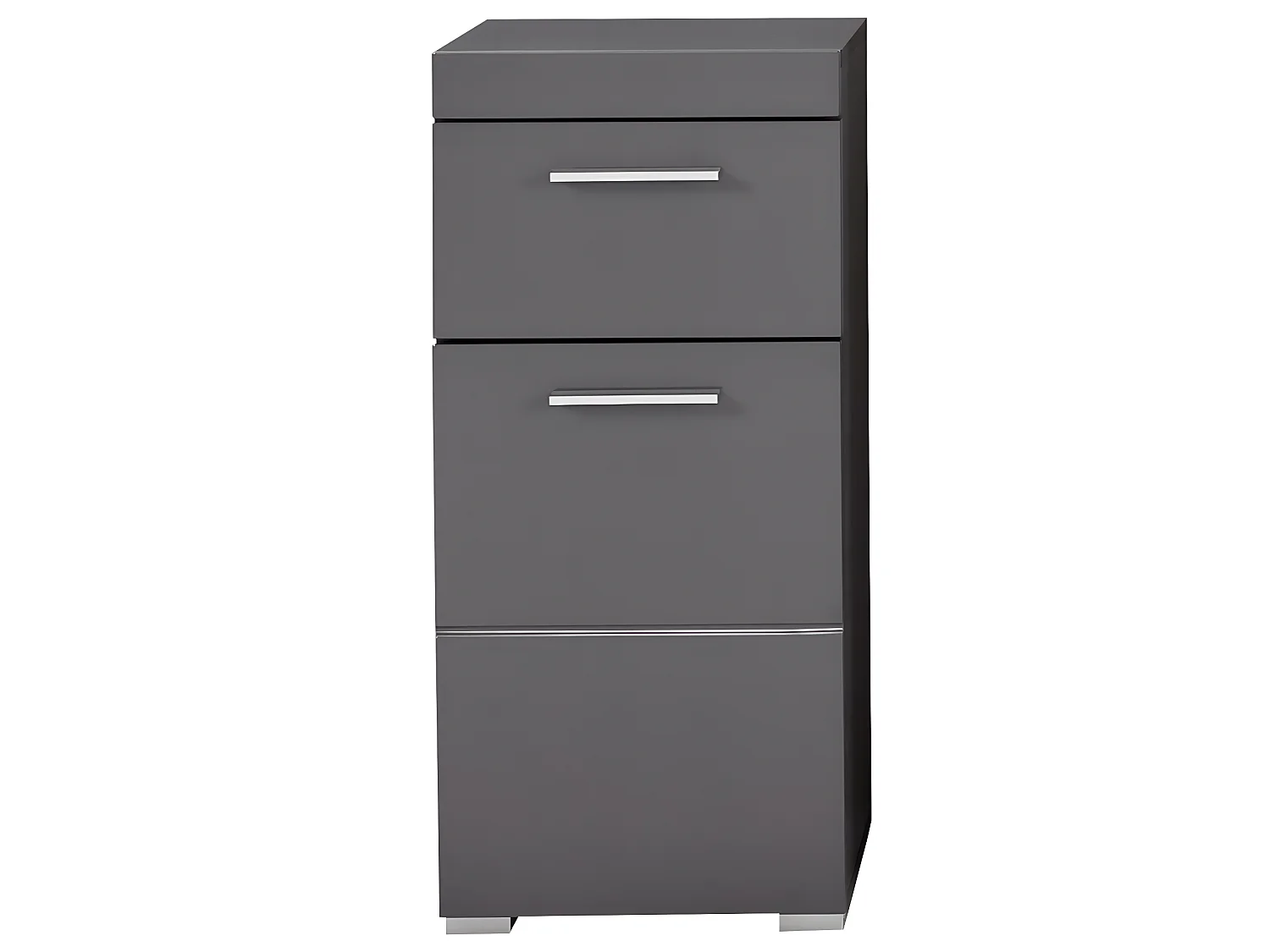 Meuble bas de salle de bain coloris gris anthracite mat,  gris anthracite brillant