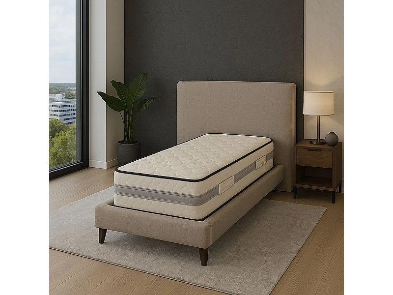 Matelas 70x190 cm Memoire de Forme 70 Kg/m3 - Hauteur 25,5 cm Ferme - 7 Zones de Confort - ame rembourrage 100 % polesth