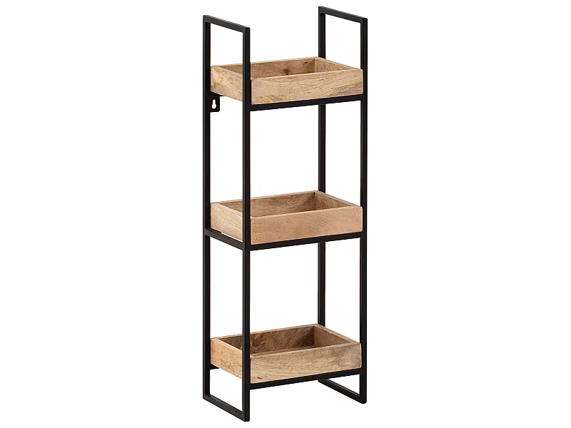 Étagère Murale Bois Massif Métal 27x77x18 cm Étagère Suspendue Flottante