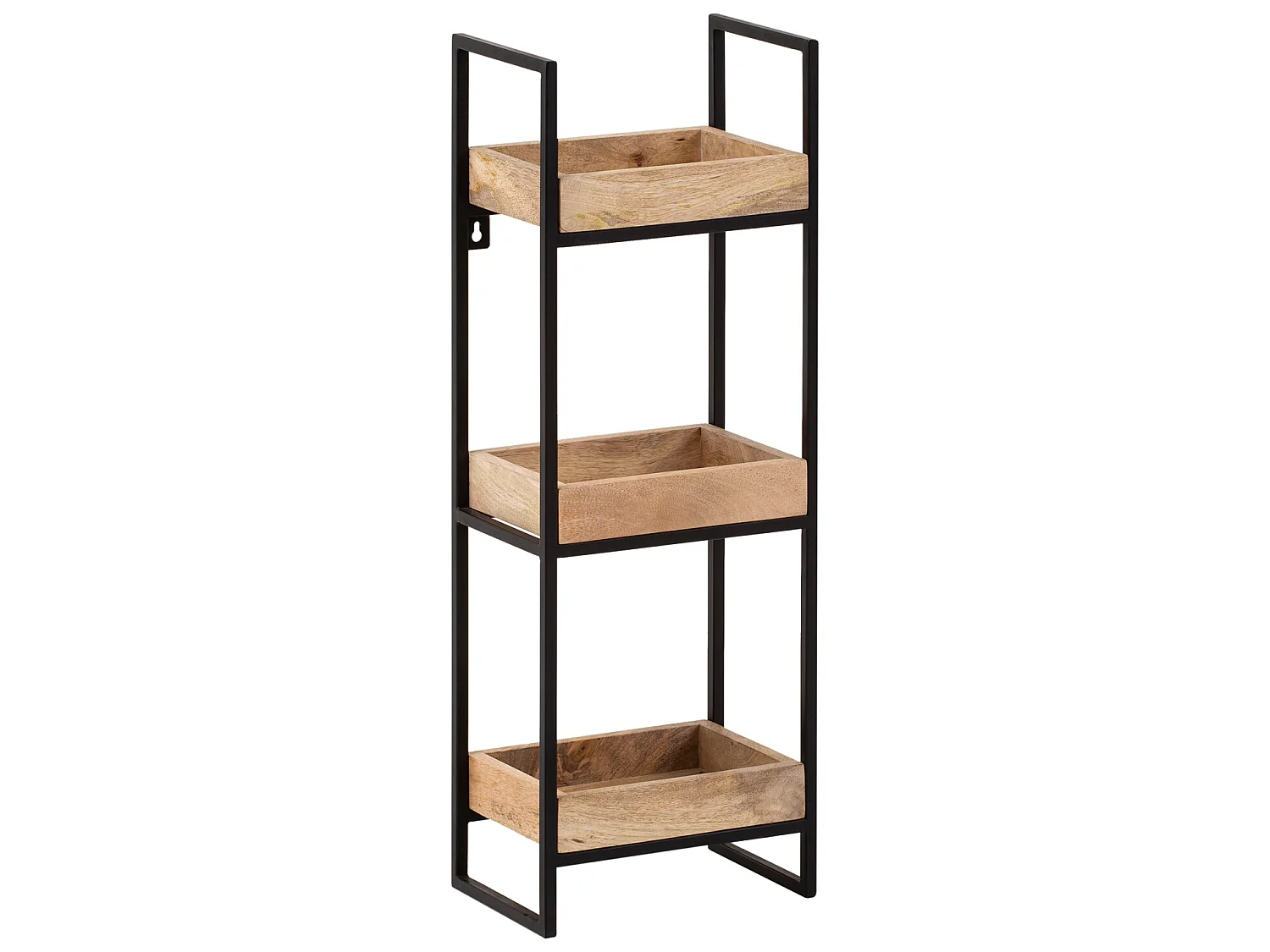 Étagère Murale Bois Massif Métal 27x77x18 cm Étagère Suspendue Flottante
