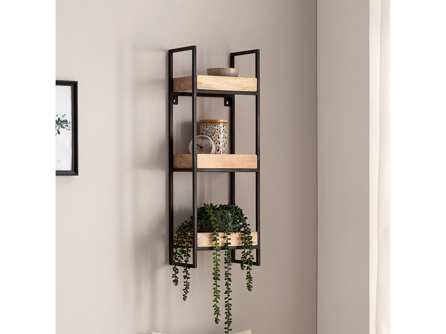 Étagère Murale Bois Massif Métal 27x77x18 cm Étagère Suspendue Flottante