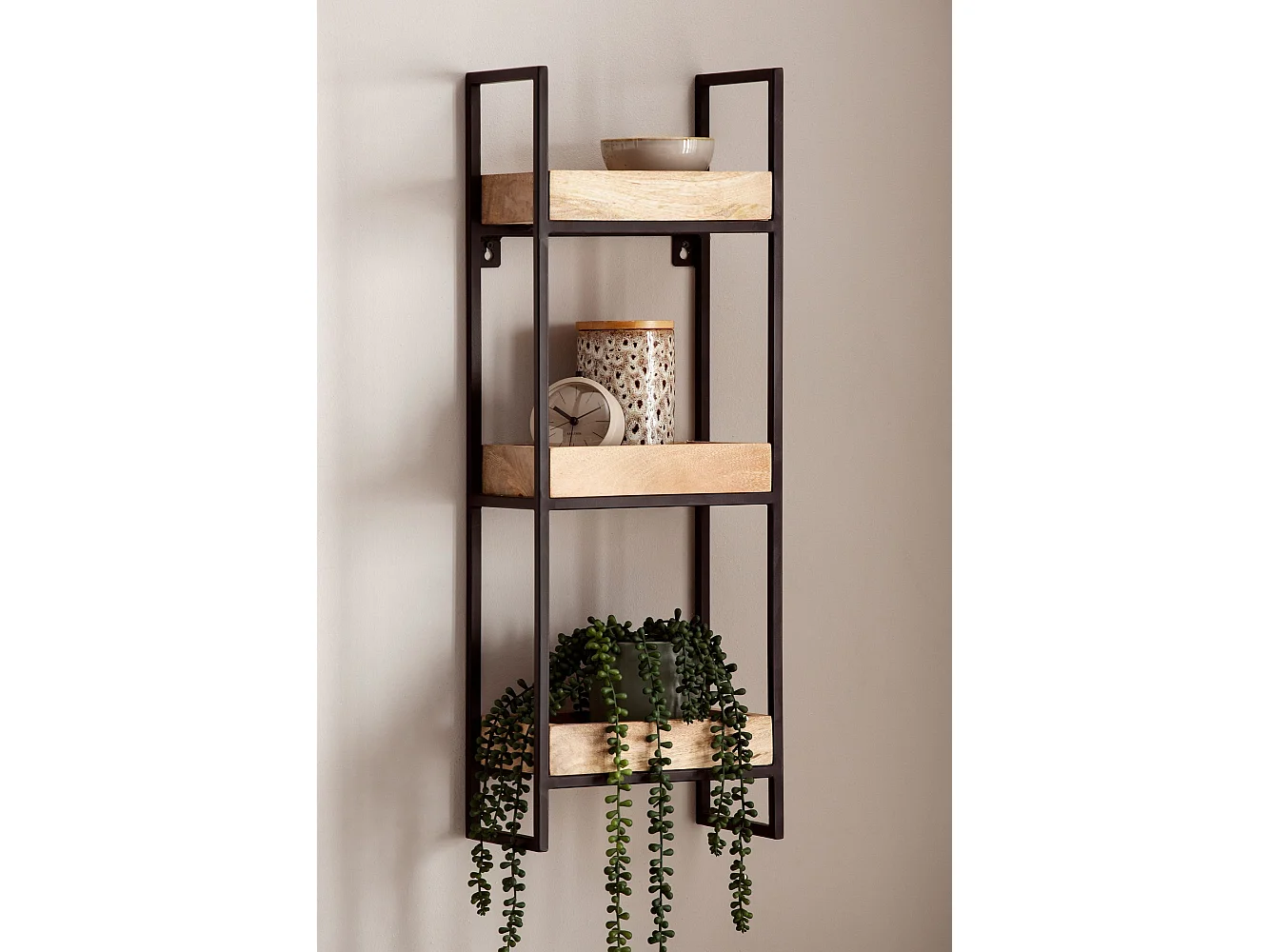 Étagère Murale Bois Massif Métal 27x77x18 cm Étagère Suspendue Flottante