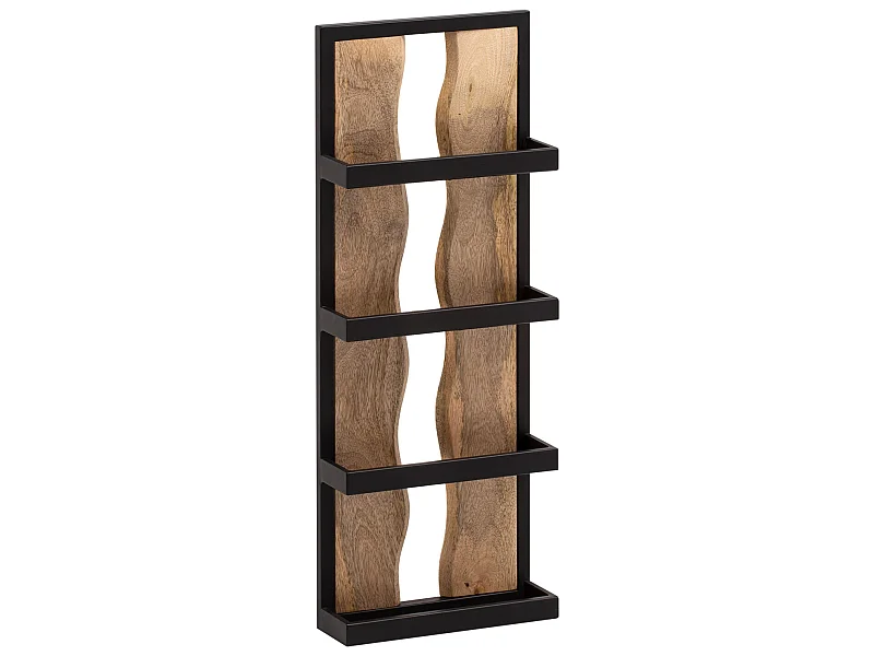 Étagère Murale Bois Massif Métal 30x80x10 cm Étagère Suspendue Flottante