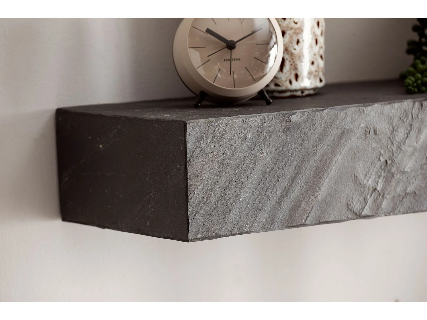 Étagère Murale 90 cm Bois Massif Aspect Pierre Étagère Suspendue Flottante