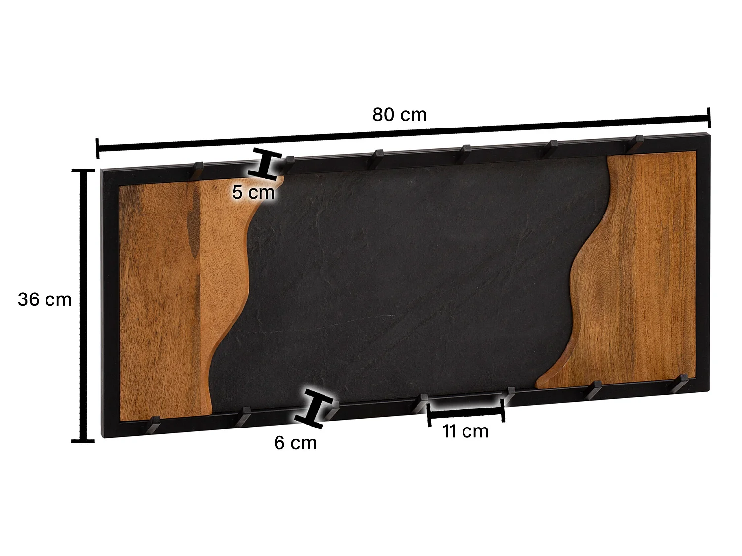 Porte Manteau Mural 13 Crochets Bois Massif Metal 80 cm Murale Couloir