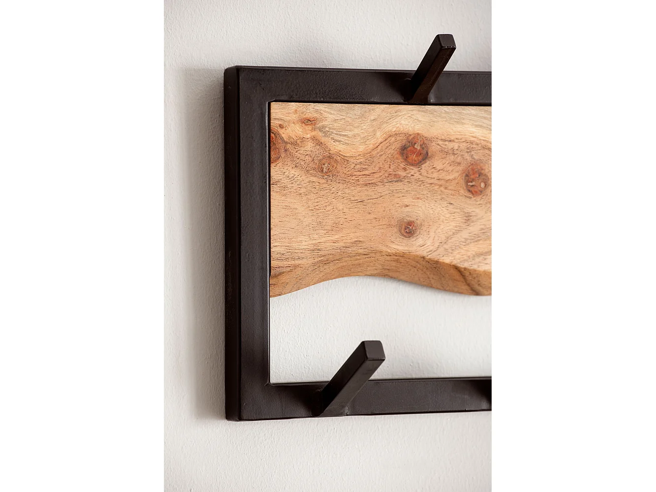 Porte Manteau Mural 13 Crochets Bois Massif Metal 80 cm Murale Couloir