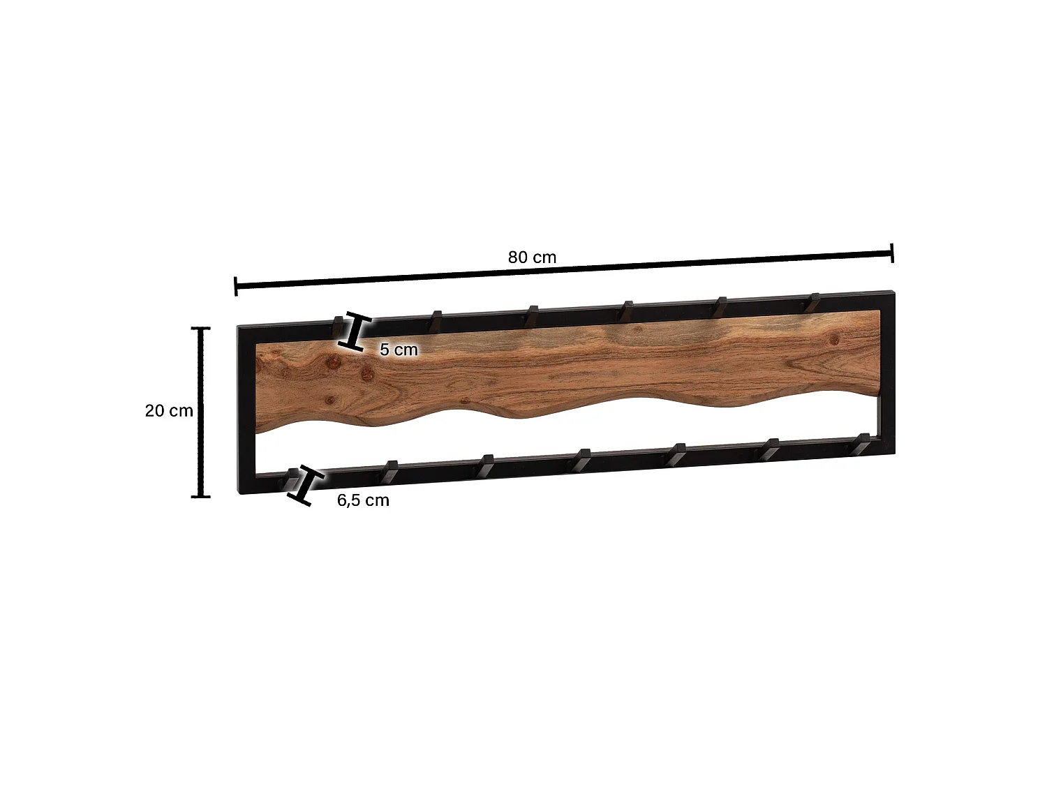 Porte Manteau Mural 13 Crochets Bois Massif Metal 80 cm Murale Couloir