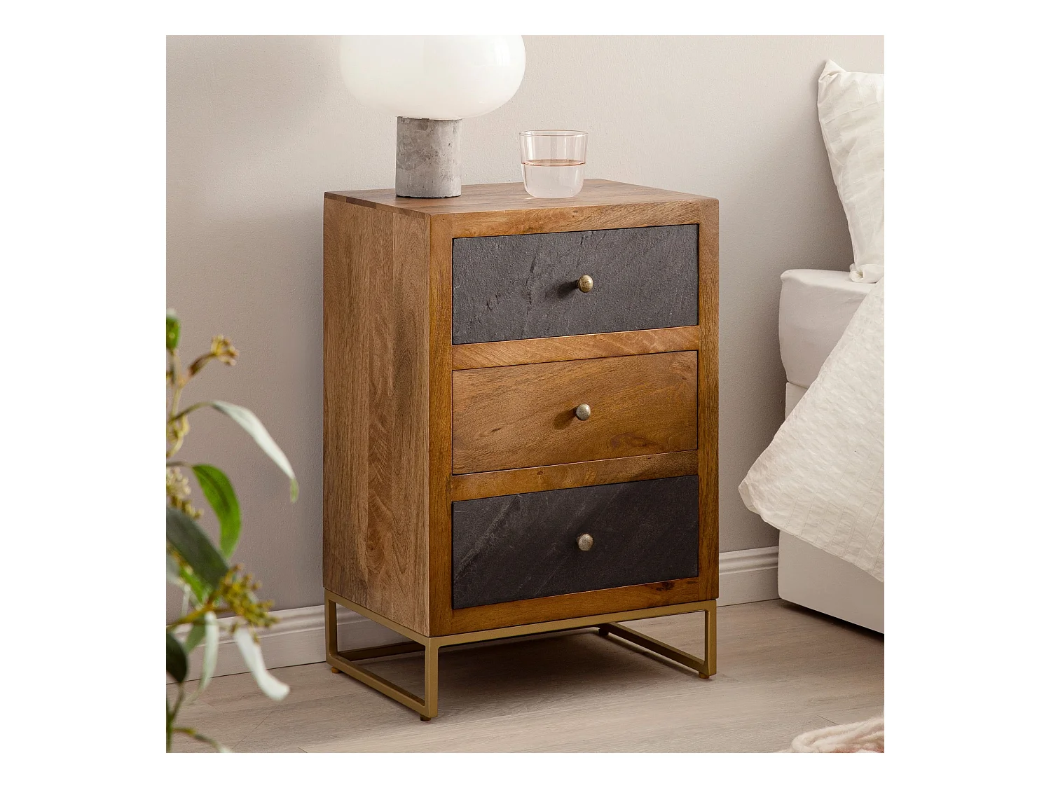 Table de Chevet Marron Bois Massif 40x60x30 cm Table de Nuit d'appoint Haute