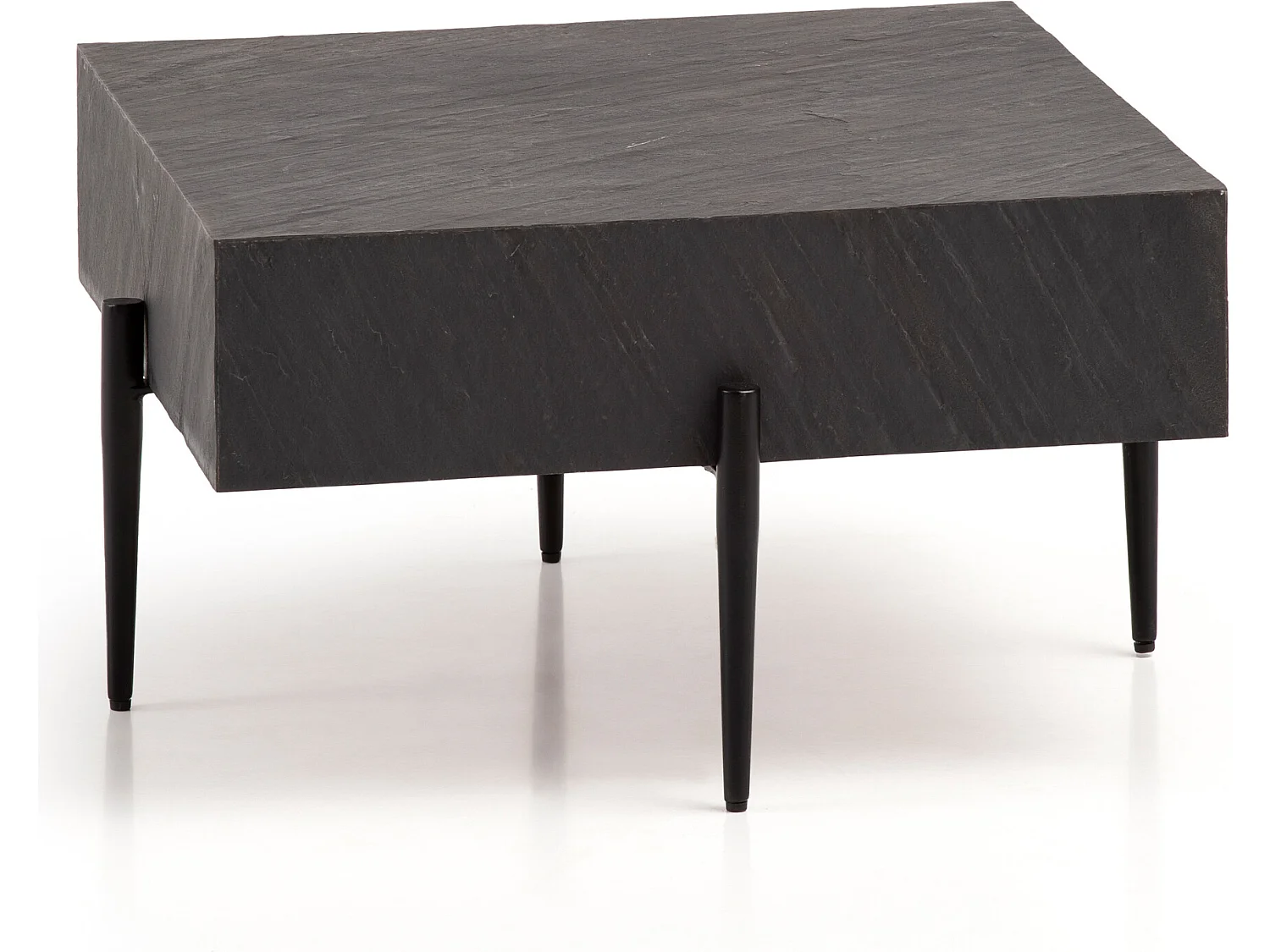 Table Basse Carré Aspect Pierre 64x64x35 cm Table de Salon Moderne