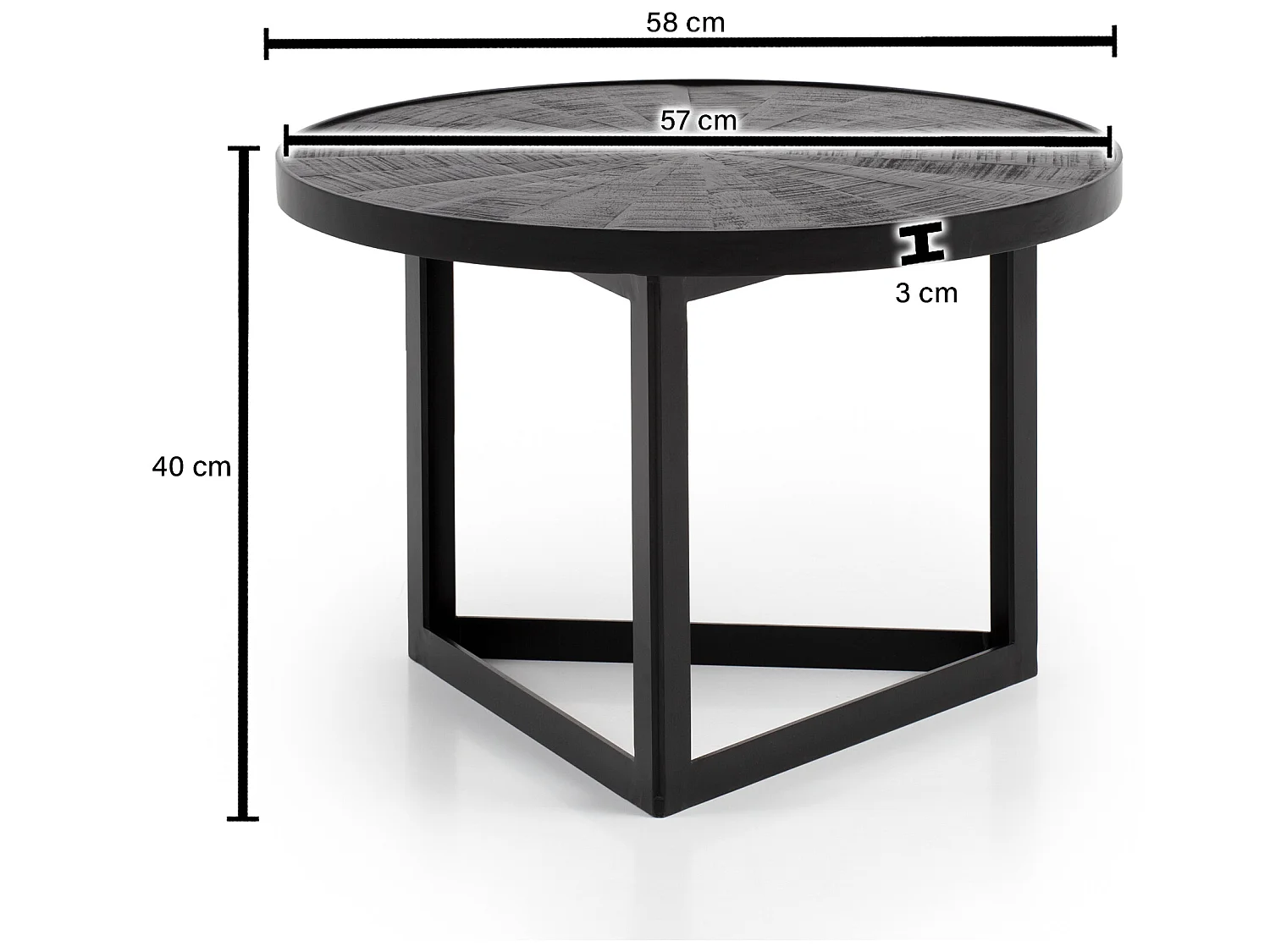 Table Basse Ronde Bois Massif 58x58x40 cm Petite Table de Salon Moderne