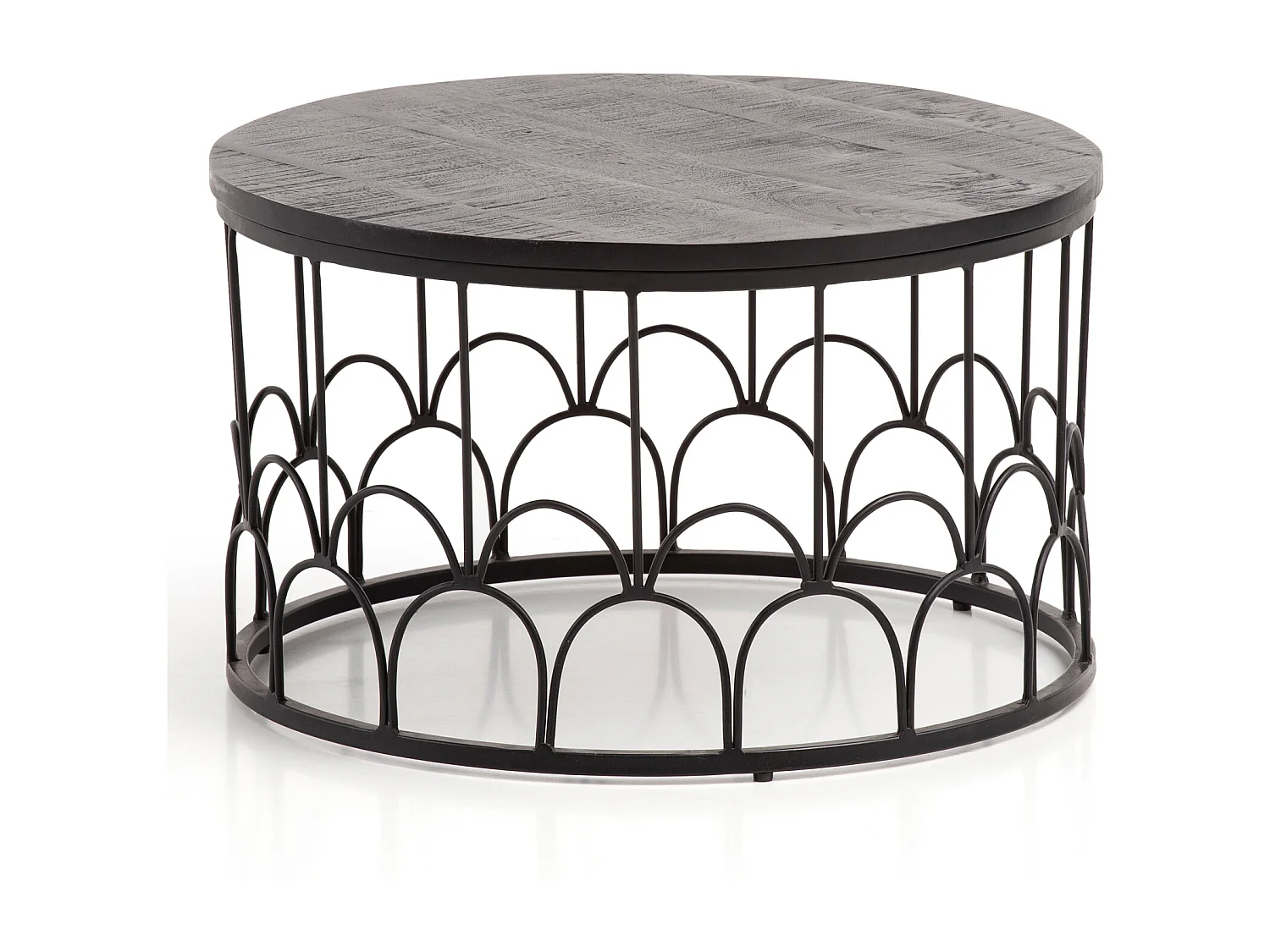 Table Basse Ronde Bois Massif 60x60x36 cm Petite Table de Salon Moderne