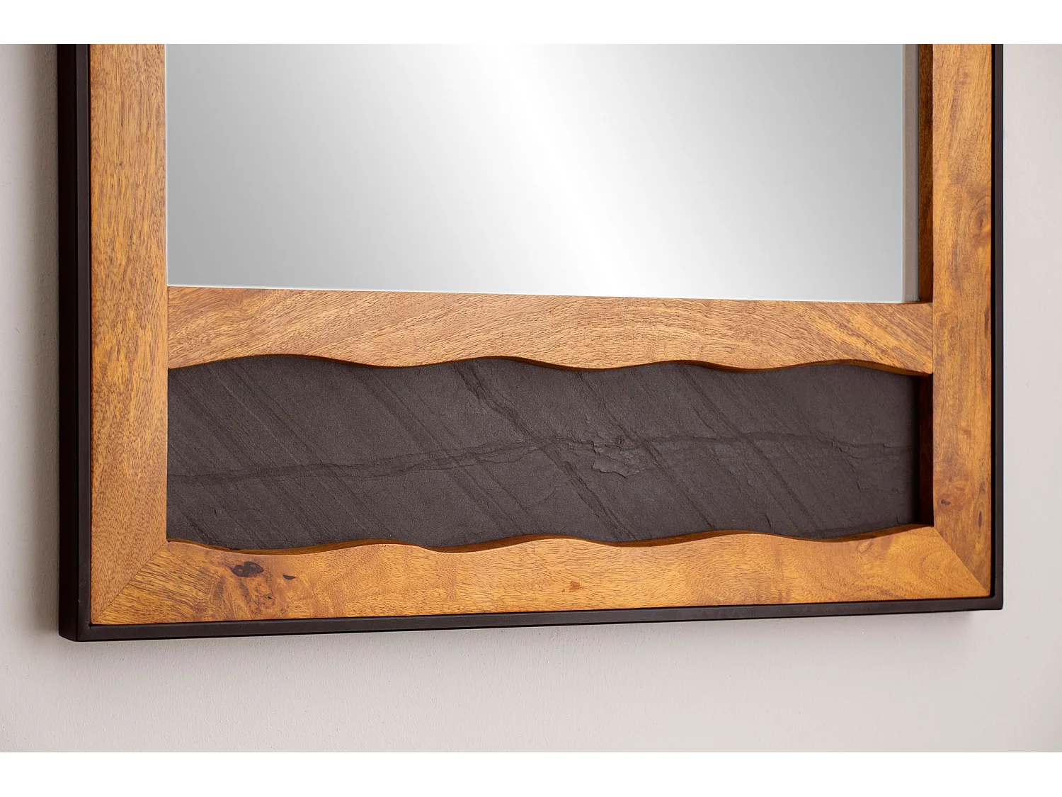 Miroir Mural Bois Massif 72x102x3 cm Miroir de Couloir Grand Moderne