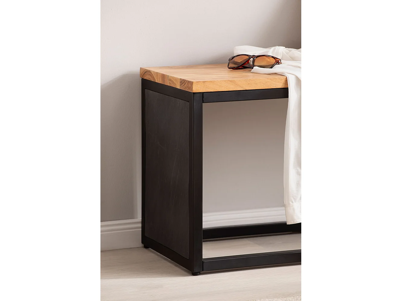 Banc en Aspect Pierre 120 cm Bois Massif Banc Banquette Couloir Noir