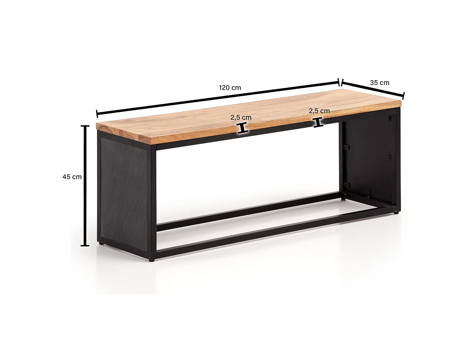 Banc en Aspect Pierre 120 cm Bois Massif Banc Banquette Couloir Noir