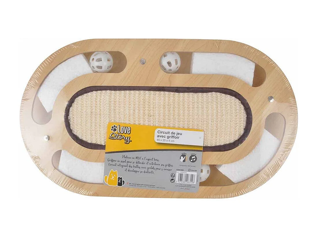 Jeu Interactif pour Chat "Griffoir & Tunnel" 45cm Naturel