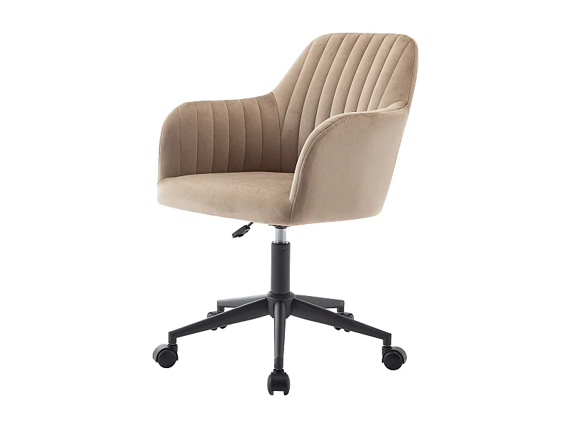 Chaise de bureau - Velours - Beige et noir - Hauteur réglable - ELEANA