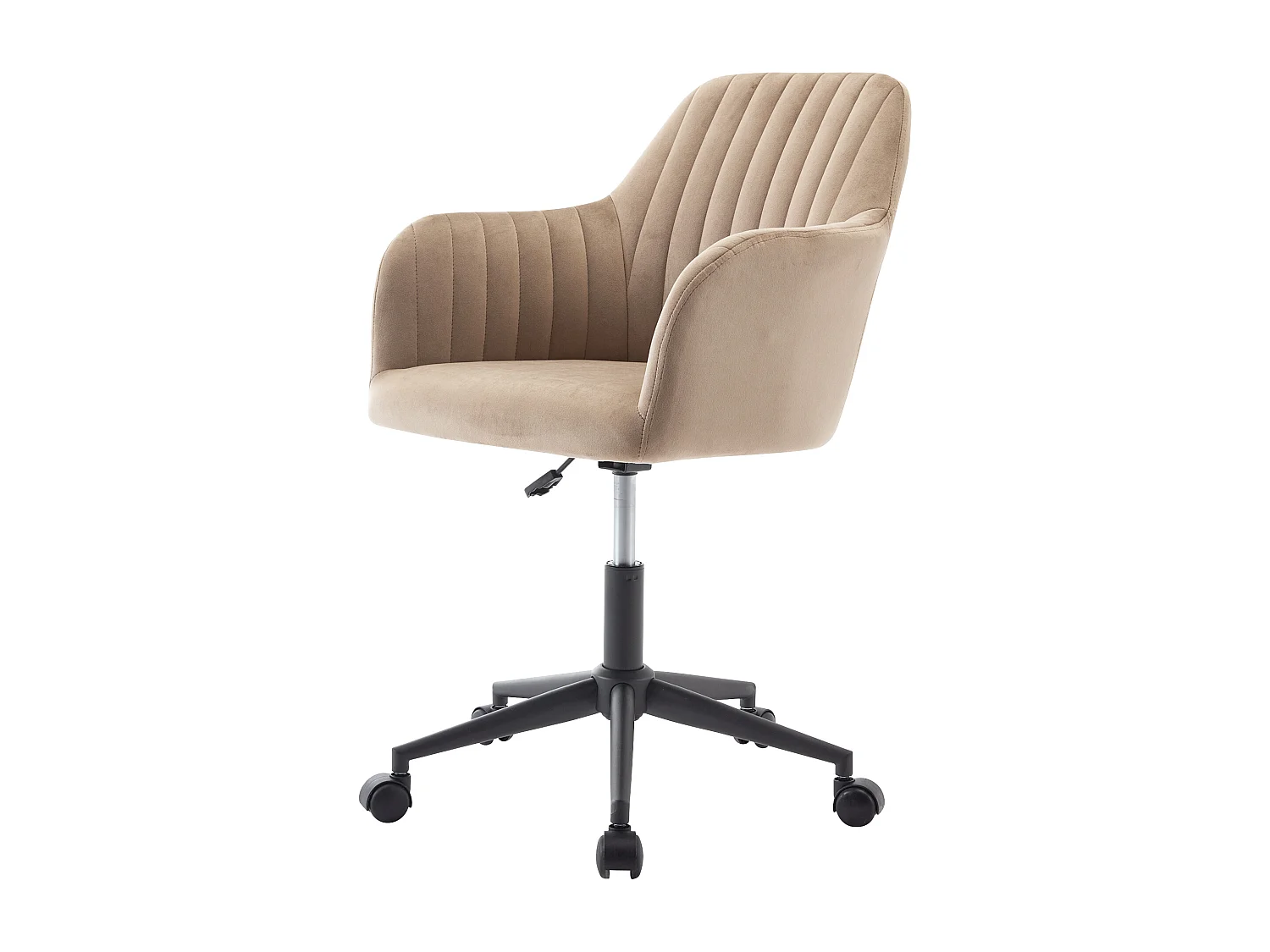 Cadeira de escritório veludo bege e preto, altura regulável - ELEANA