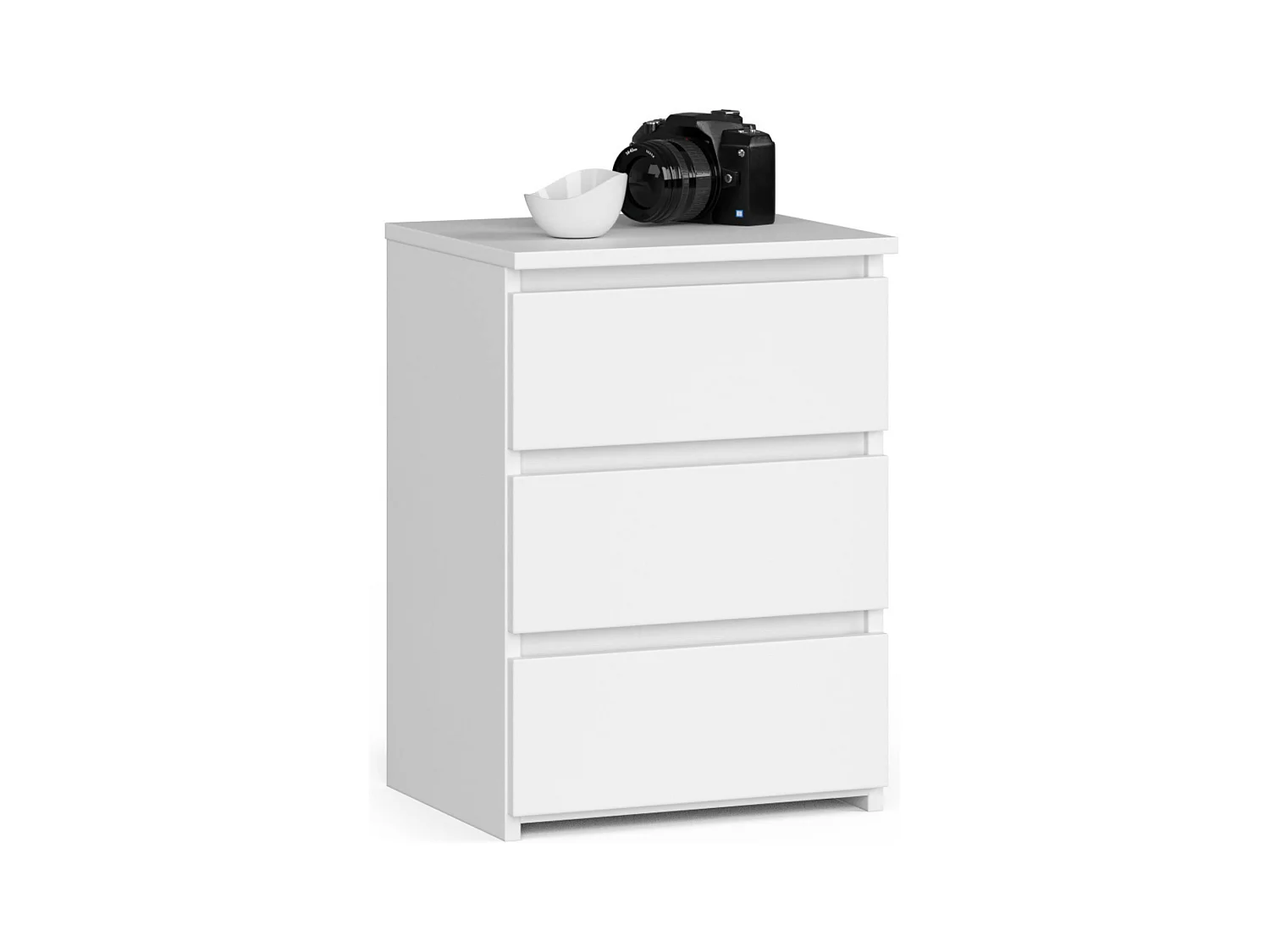 Table de chevet AKORD CL3 Blanche 40 cm 3 tiroirs façade Blanche 40x35x57 cm