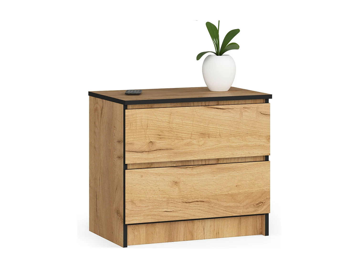 Szafka nocna AKORD K60 Dąb Craft 60 cm 2 szuflady kolor Dąb Craft mat 60x40x55 cm
